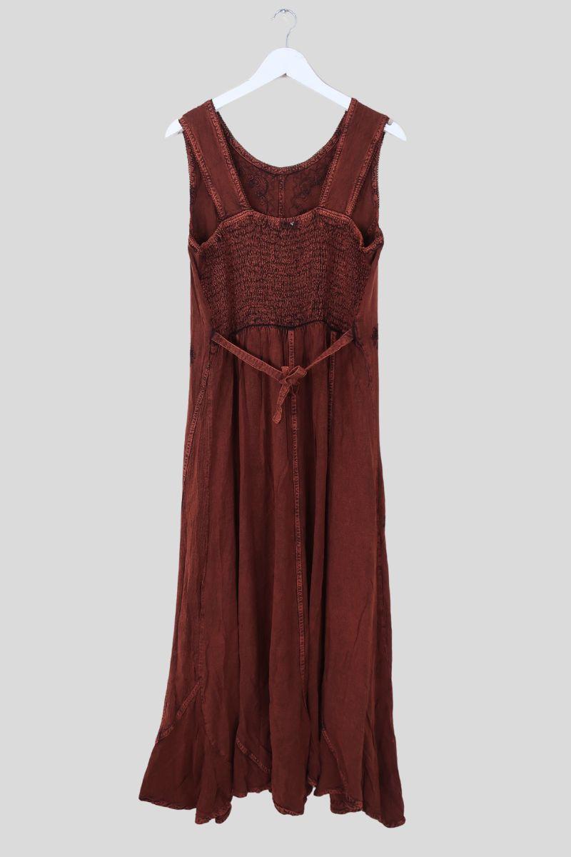 Indian Embroidered Maxi Slip Dress in Fox Red - Free Size by all about audrey
