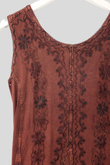 Indian Embroidered Maxi Slip Dress in Fox Red - Free Size by all about audrey