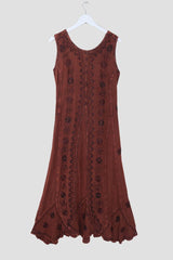 Indian Embroidered Maxi Slip Dress in Fox Red - Free Size by all about audrey