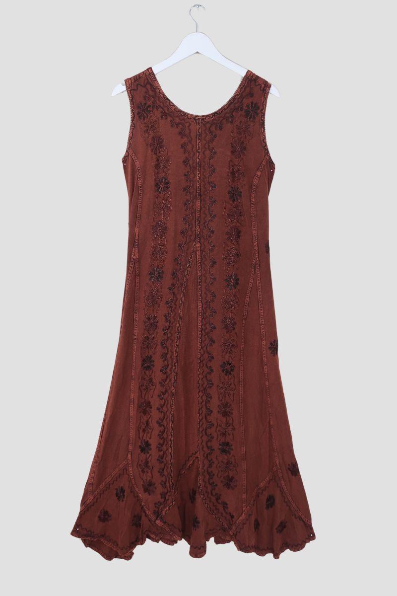 Indian Embroidered Maxi Slip Dress in Fox Red - Free Size by all about audrey