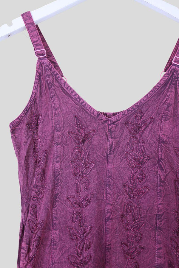 Indian Embroidered Mini Slip Dress in Violet Purple - Free Size by all about audrey