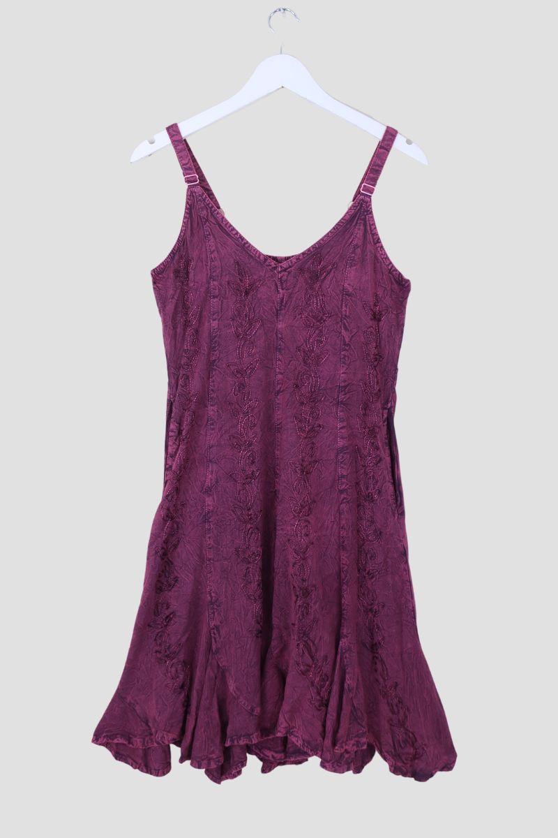 Indian Embroidered Mini Slip Dress in Violet Purple - Free Size by all about audrey