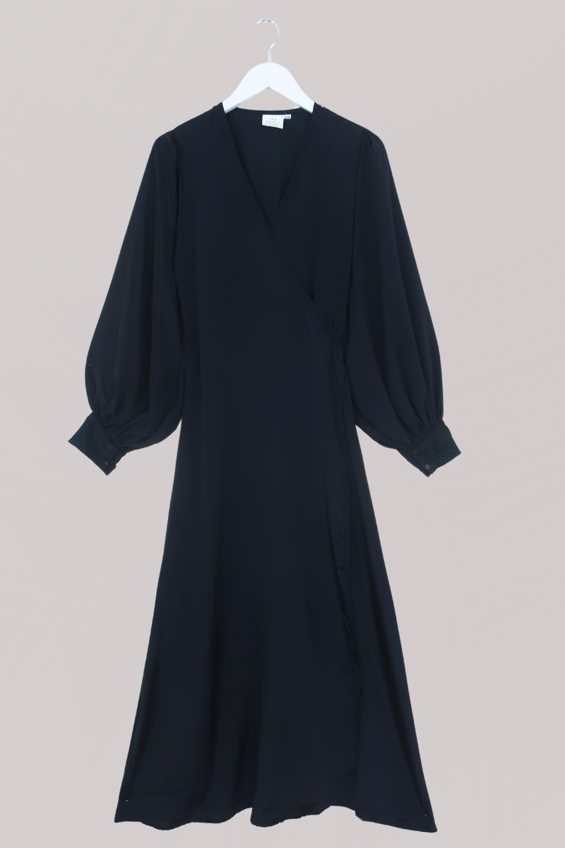 Khroma Lola Wrap Dress in Vampy Black by All About Audrey