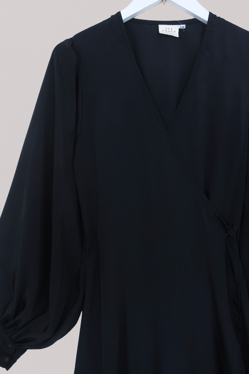Khroma Lola Wrap Dress in Vampy Black by All About Audrey