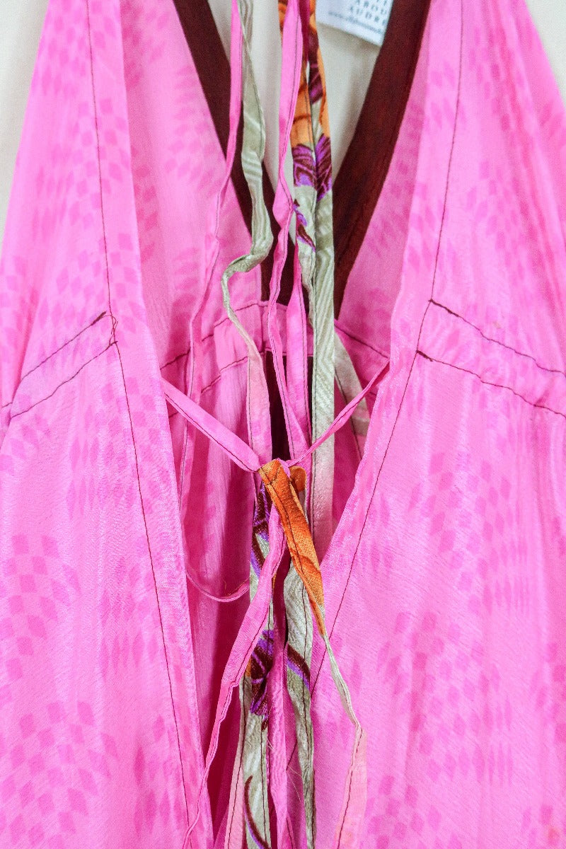 Medusa Harem Jumpsuit - Vintage Sari - Bubblegum Pink - L/XL