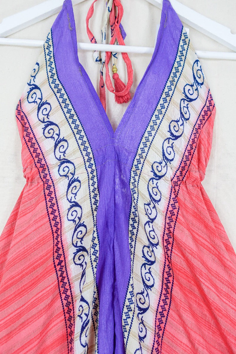 Medusa Harem Jumpsuit - Vintage Sari - Candy Pink Pinstripe - M/L