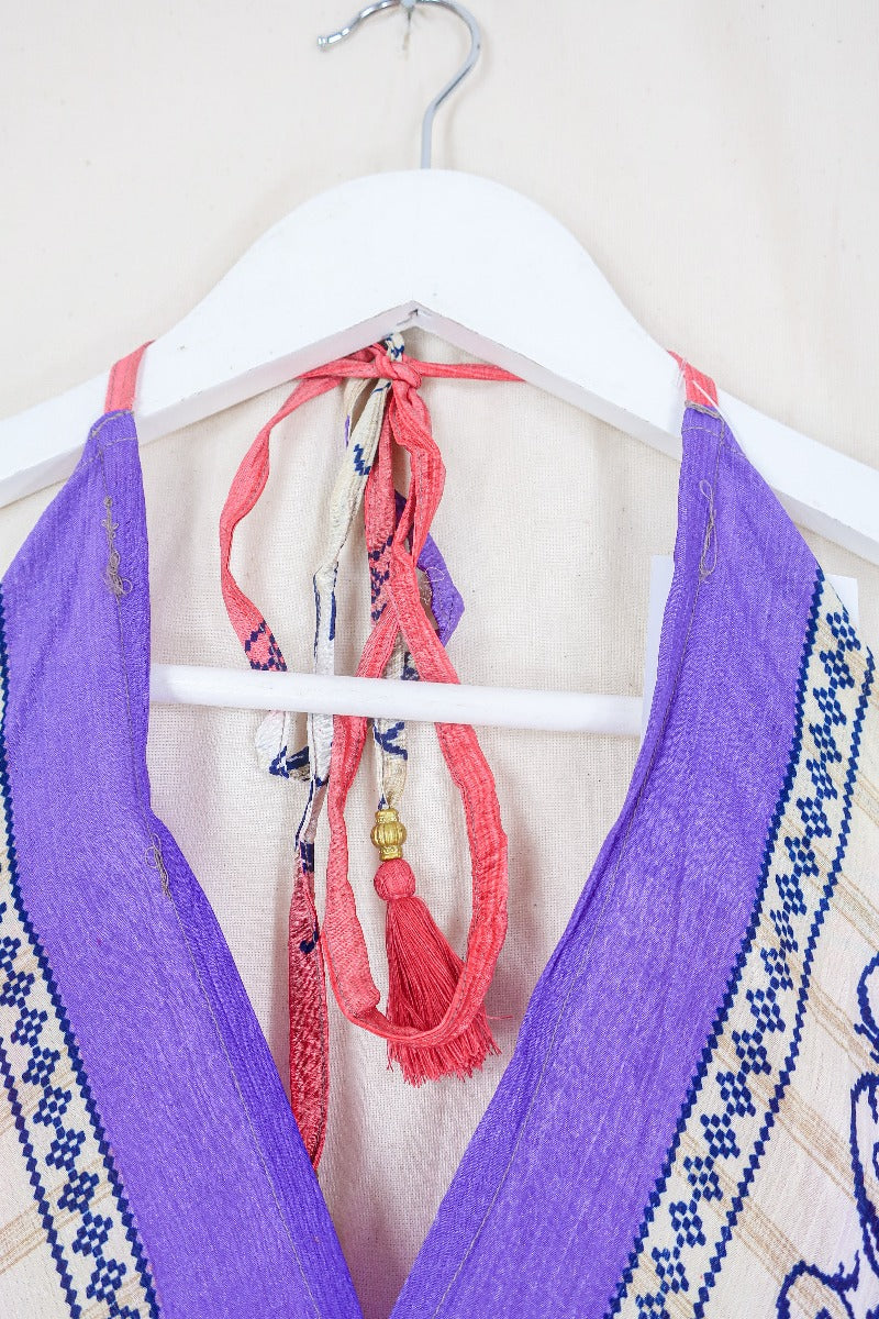 Medusa Harem Jumpsuit - Vintage Sari - Candy Pink Pinstripe - M/L