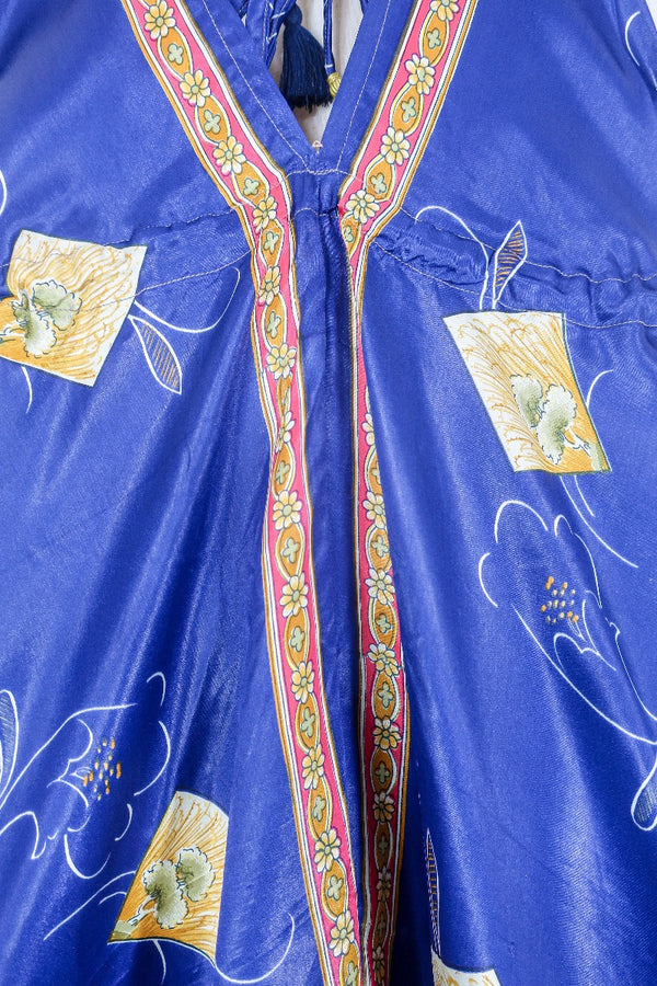Medusa Harem Jumpsuit - Vintage Sari - Midnight Blue Trees - M/L