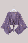 Venus Beaded Vintage Sari Wrap Top in Nightingale Purple