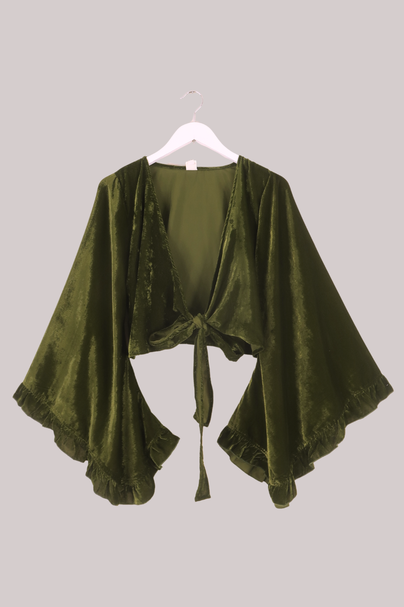 Khroma Venus Wrap Top in Ophelia Green Velvet