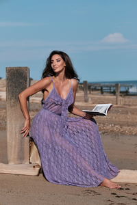 Delphi Maxi Dress in Periwinkle Purple Chantilly Lace