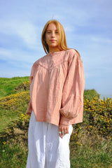 Balloon Sleeve Smock Top in Cherry Blossom Pink