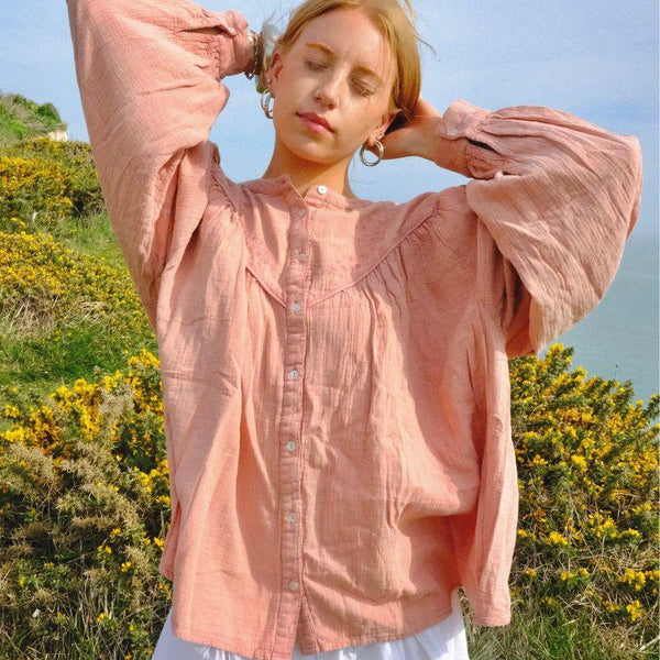 トップス balloon tops pink beige ESMOK Forever 21 Women's Balloon-Sleeve Shrug Sweater Pink at