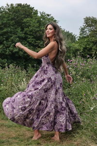Blossom Halter Maxi Dress in Whisper Purple Floral
