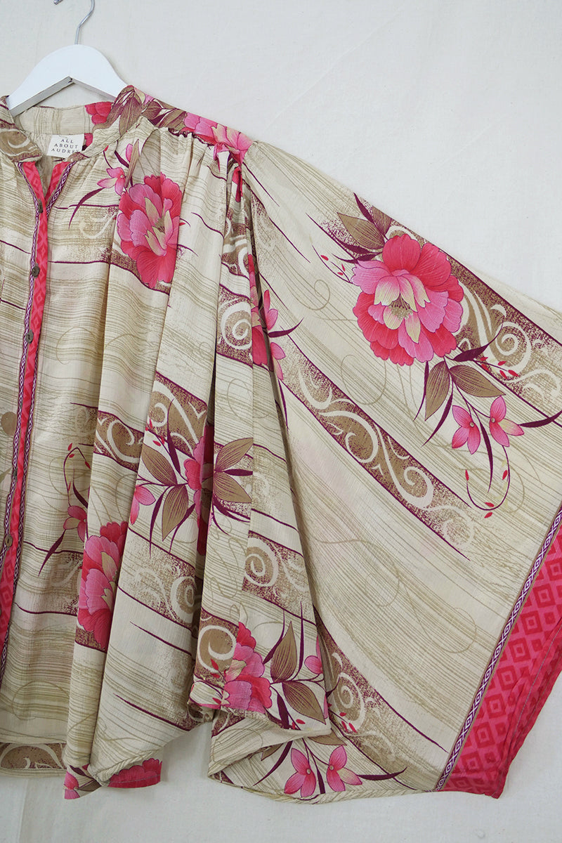 Ophelia Blouse - Desert Paradise Floral - Vintage Sari - Free Size by all about audrey