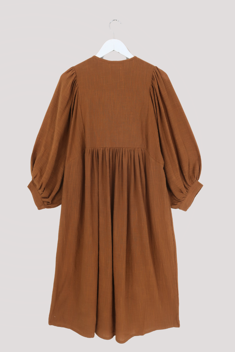Posy Midi Dress in Tan by All About Audrey
