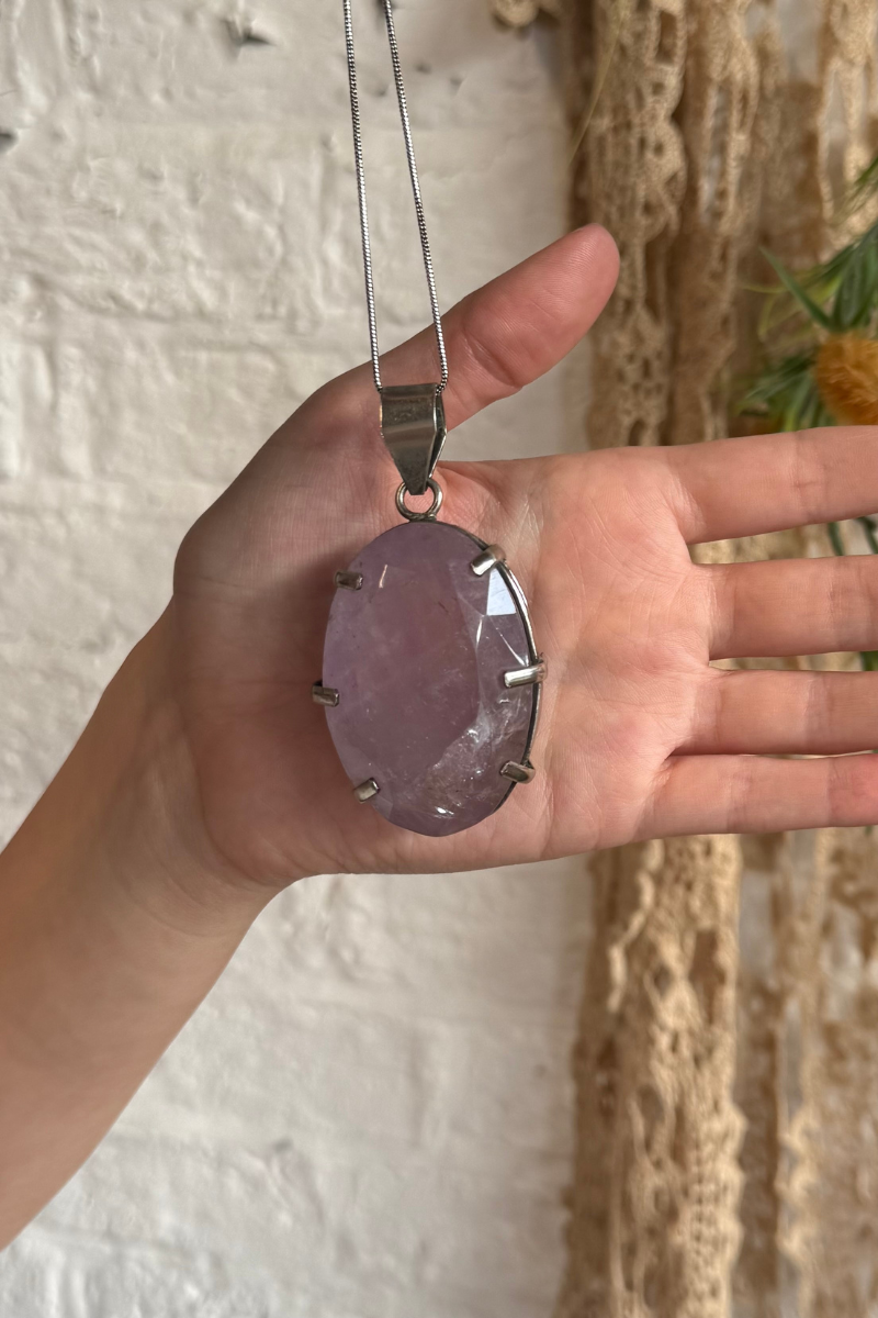 Set Amethyst Silver Plated Necklace