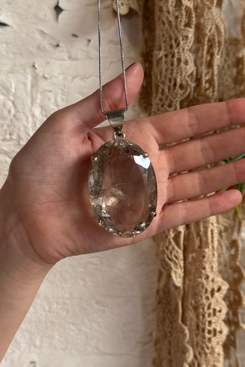 Shimmering Smokey Quartz Silver Plated Necklace
