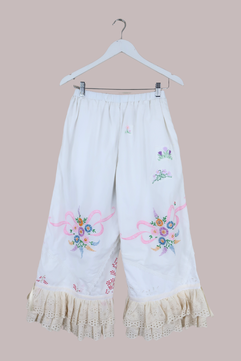 Philippa Vintage Tablecloth Bloomers in Regency Flower Show Embroidery