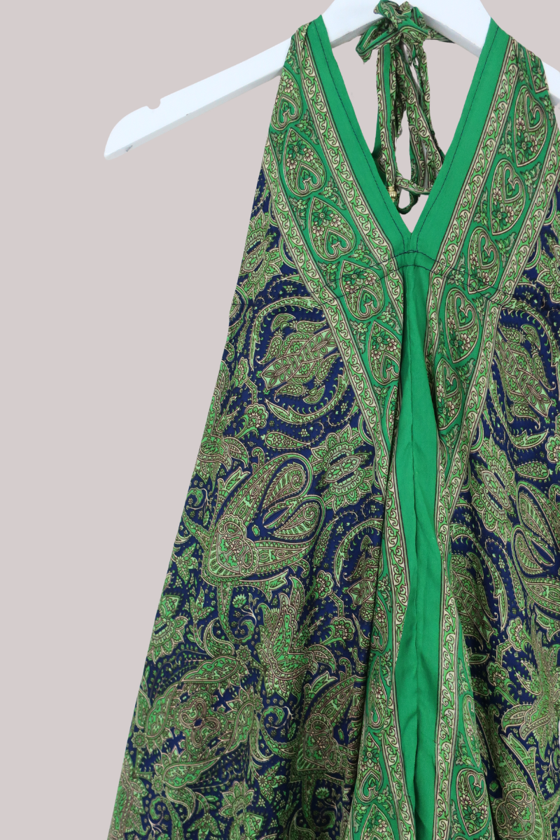 Medusa Harem Jumpsuit in Intricate Jade Paisley - Free Size L
