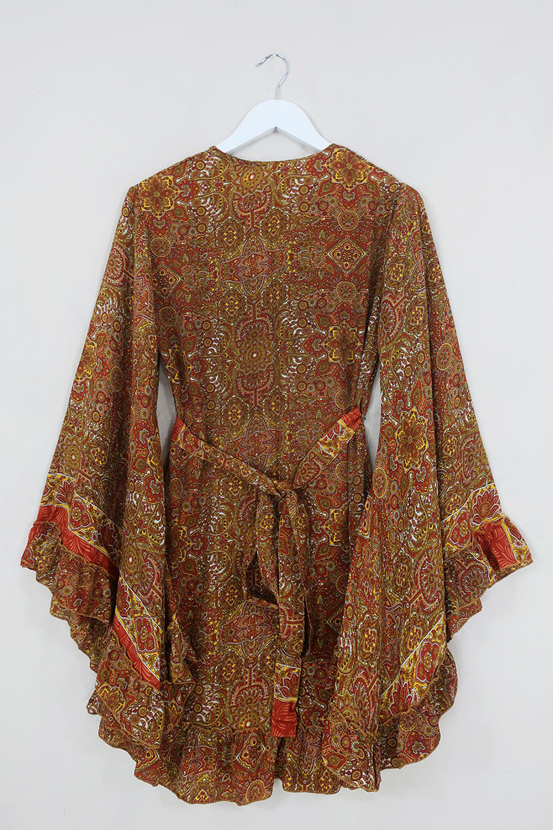 Venus Mini Wrap Dress in Lennon Gold Mandala by all about audrey