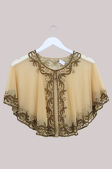 Beaded Sheer Cloak in Butter Yellow