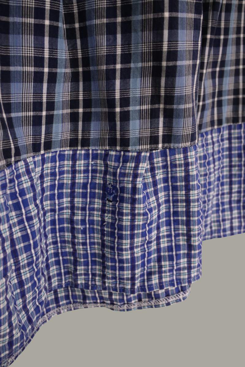 Adelaide Patchwork Maxi Skirt in Bonny Blue Contrasting Check