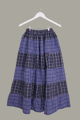 Adelaide Patchwork Maxi Skirt in Bonny Blue Contrasting Check