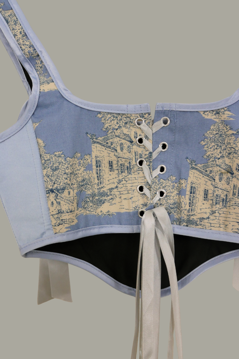 Antoinette Toile Corset in Fine China Blue