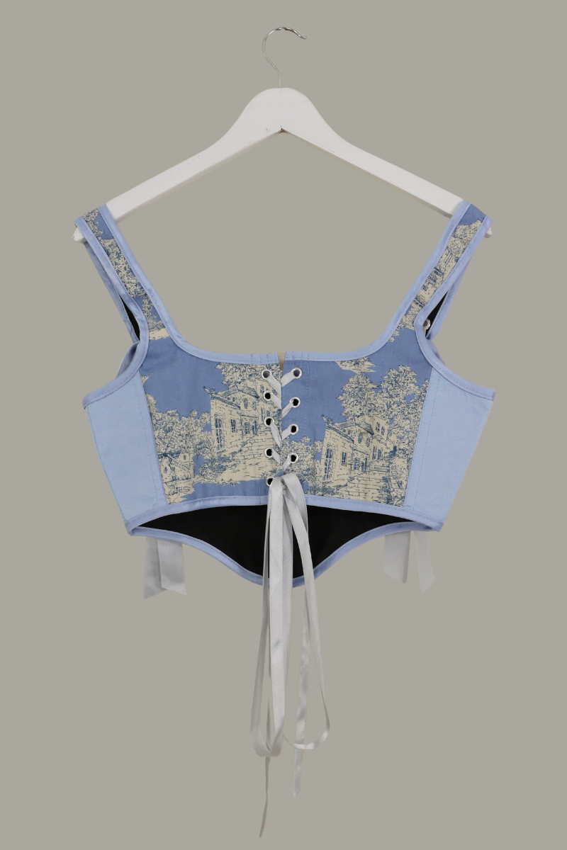 Antoinette Toile Corset in Fine China Blue