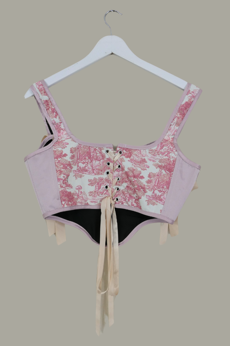 Antoinette Tapestry Corset in Porcelain Pink by All About Audrey