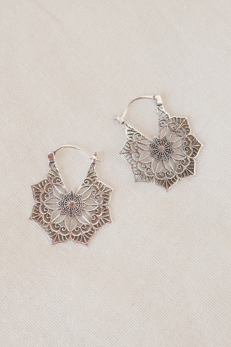 Antique Kaleidoscope Silver Plated Earrings