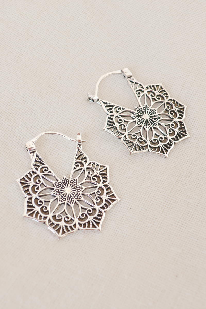 Antique Kaleidoscope Silver Plated Earrings