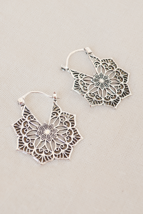 Antique Kaleidoscope Silver Plated Earrings