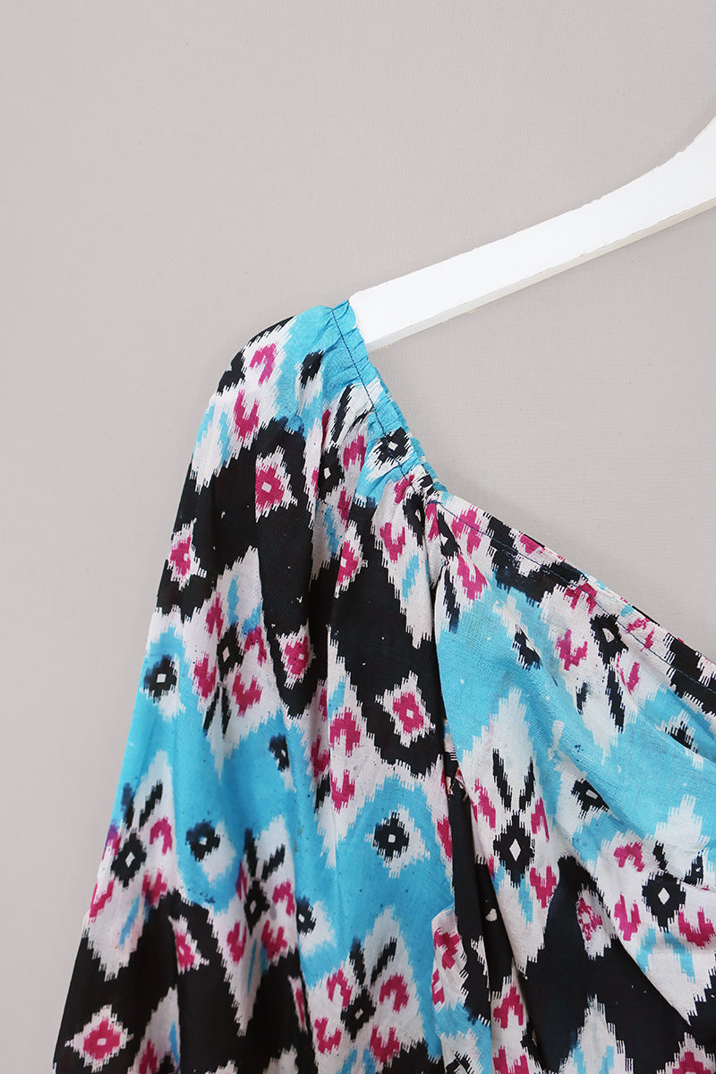 Ariel Top - Vintage Sari - Aqua - Free Size