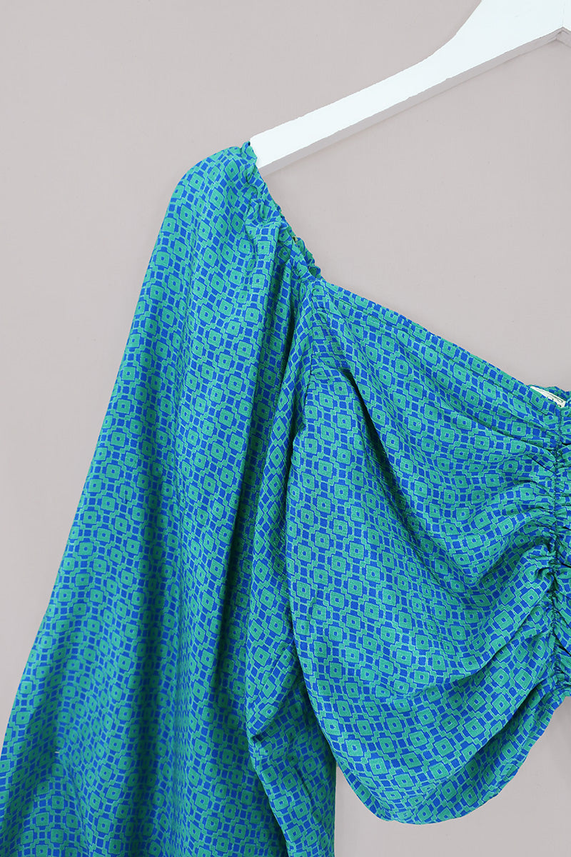 Ariel Top - Vintage Sari - Turquoise - Free Size