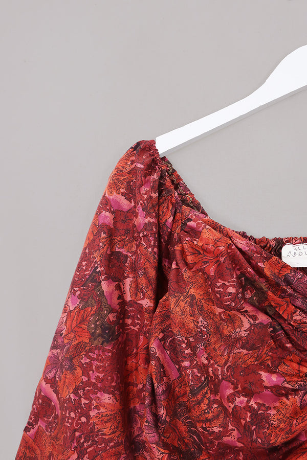 Ariel Top - Vintage Sari - Burnt Orange - Free Size