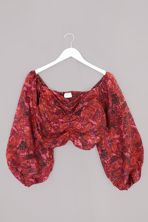 Ariel Top - Vintage Sari - Burnt Orange - Free Size