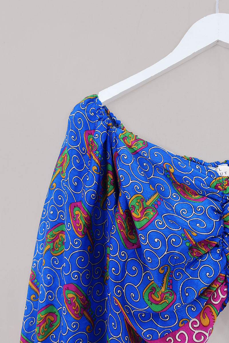 Ariel Top - Vintage Sari - Peacocking - Free Size
