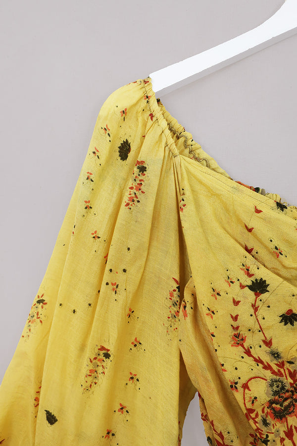 Ariel Top - Vintage Sari - Golden Fields - Free Size