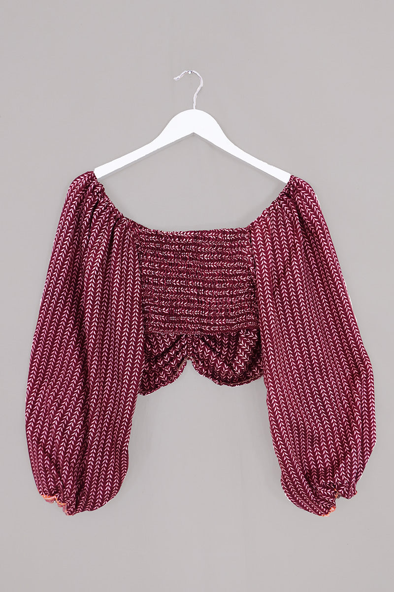 Ariel Top - Vintage Sari - Magenta Petal - Free Size