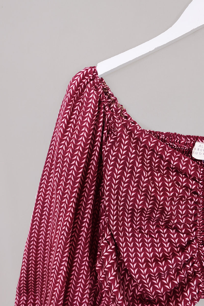 Ariel Top - Vintage Sari - Magenta Petal - Free Size