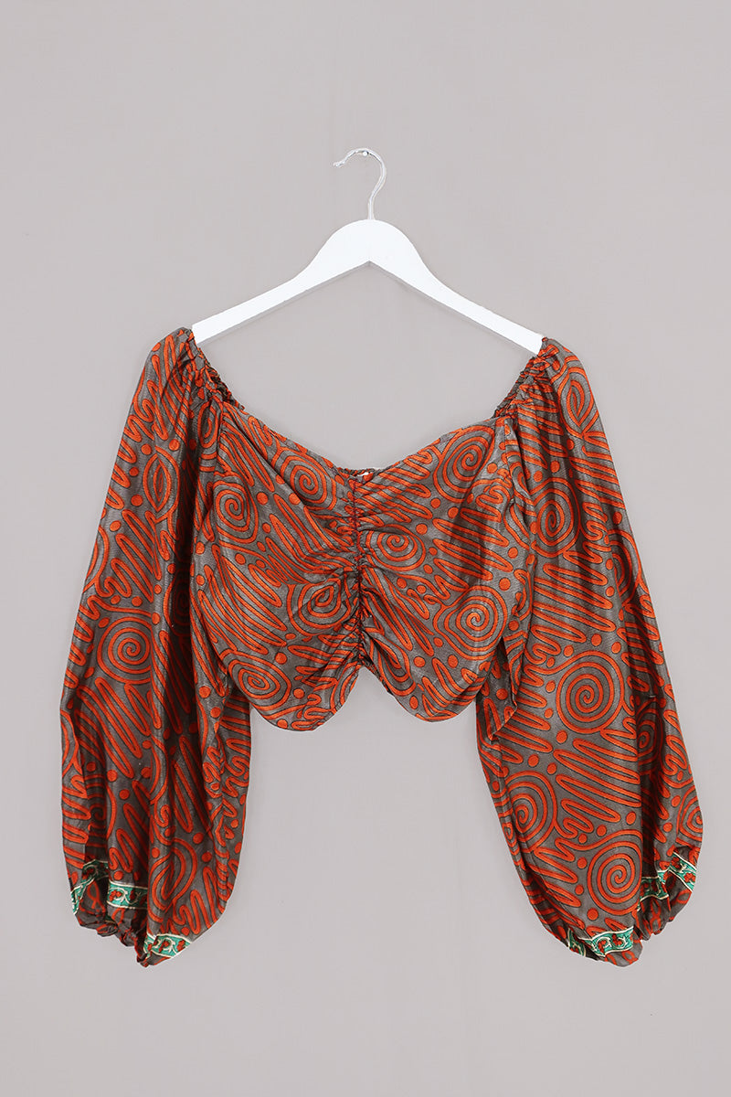 Ariel Top - Vintage Sari - Molten - Free Size