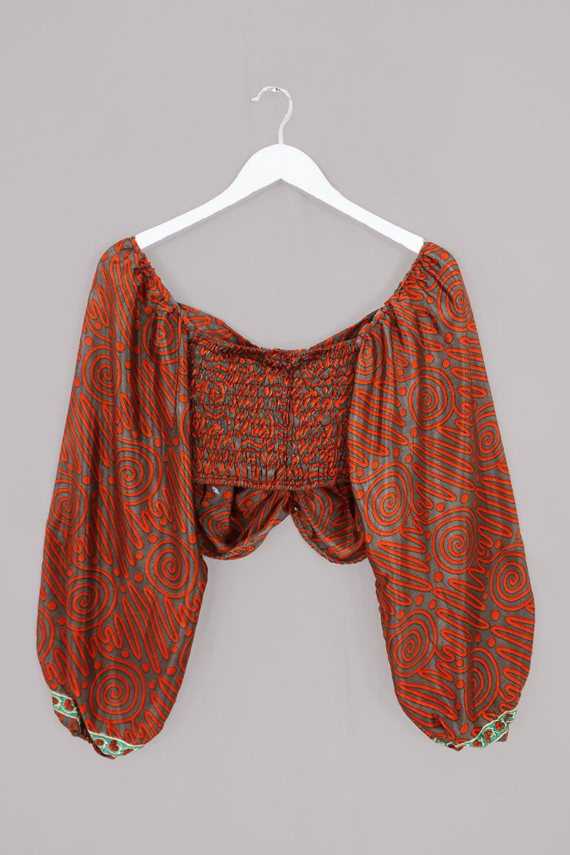 Ariel Top - Vintage Sari - Molten - Free Size
