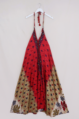 SALE | Athena Maxi Dress - Vintage Sari - Crimson Rose Bus Motif - M to L/XL by All About Audrey