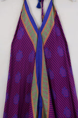 Athena Maxi Dress - Vintage Sari - Blueberry & Violet Tiles - S to L/XL by All About Audrey