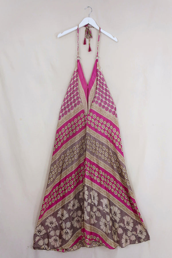 SALE | Athena Maxi Dress - Vintage Sari - Strawberry Pink Moons - M to L/XL