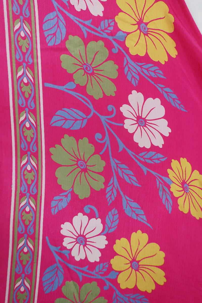 SALE | Athena Maxi Dress - Vintage Sari - Hibiscus Hot Pink - M to L/XL