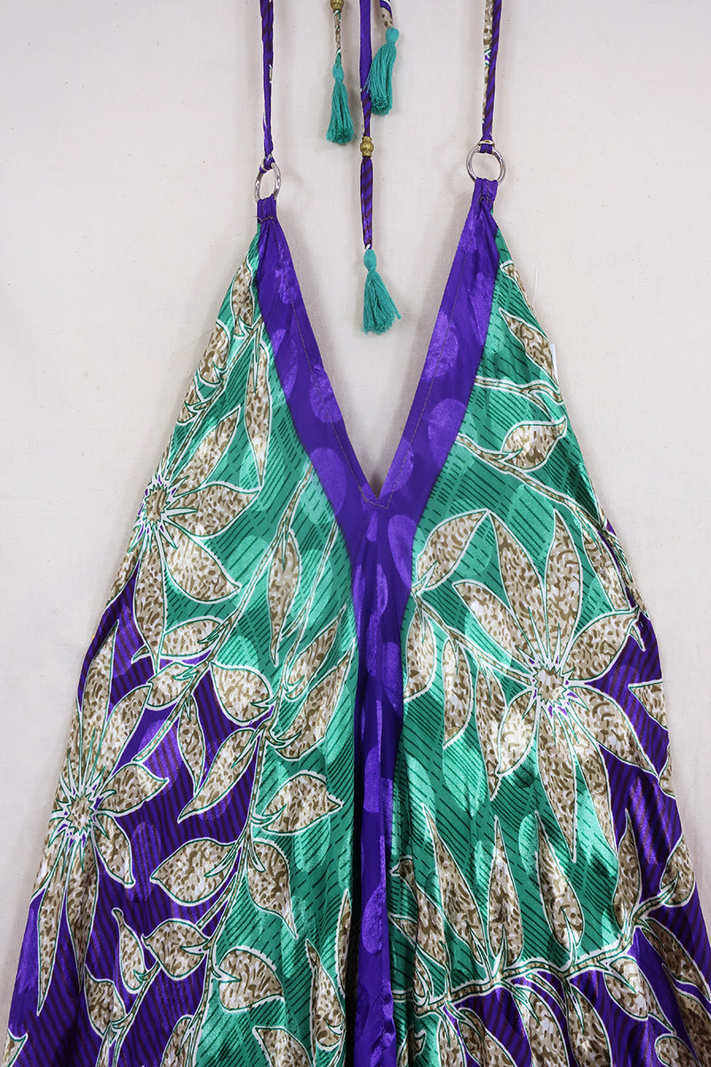 SALE | Athena Maxi Dress - Vintage Sari - Purple Polka Dot - M to L/XL by All About Audrey