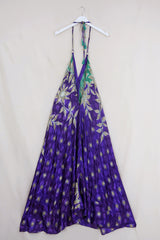 SALE | Athena Maxi Dress - Vintage Sari - Purple Polka Dot - M to L/XL by All About Audrey